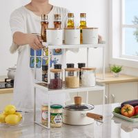 Spot parcel post Kitchen Spice Rack Countertop Multi-Functional Condiment Bottle Seasoning Jar Storage Rack Long Double-Layer Stacked Storage Rack