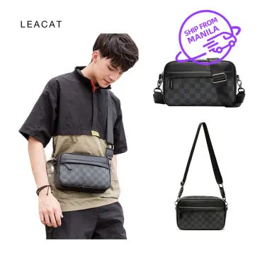 LV Men's Chest Bag Korean Leather Shoulder Bag Retro Pocket CrossBody Bag  Youth