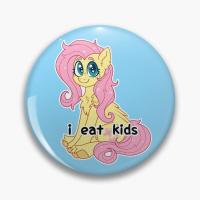 【CC】 Fluttershy I Eat Kids  Soft Pin Badge Fashion Jewelry Hat Brooch Lapel Collar