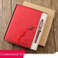 Customized Notebook Gift Box Set Thickened A5 Diary Leather Exquisite Notepad Retro Thread-Bound Usb Flash Drive Business Simple Office Stationery Custom Printed Logo Kotak Hadiah yang Disesuaikan Diari Kulit Tebal Perniagaan Sederhana Peja