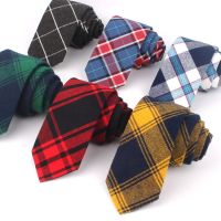 ☁ New Cotton Ties Casual Plaid Neck Tie For Wedding Business Suits Skinny Tie For Men Check Slim Necktie Gravatas Neck Wear