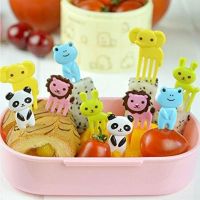 10pcs/set Animal Farm Fruit Fork Mini Cartoon Children Snack Cake Dessert Food Fruit Pick Toothpick Bento Lunches Party Decor