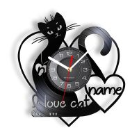 นาฬิกากำแพงรูปหัวใจสัตว์เลี้ยงนาฬิกาติดผนังแมวลูกแมวน่ารักพร้อมไฟแบล็คไลท์ LED ห้องนั่งเล่นนาฬิกาประดับใหม่ (สไตล์)