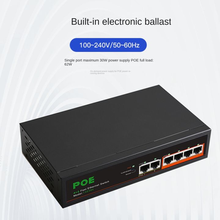 6-port-100mbps-poe-switch-network-switch-network-splitter-metal-black-with-vlan-function-for-surveillance-cameras