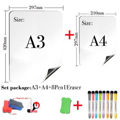 2PCS Magnetic Whiteboard Dry Erase White Board Bulletin Calendar Board School Blackboard Calander Fridge Stickers Message Board