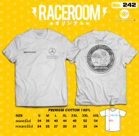 RACEROOM เสื้อยืดคอกลม สีขาว ไม่ย้วย Cotton100 สกรีนลาย  AMG - 242