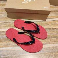 【high quality】original  CLˉfashion flip-flops beach shoes casual light red bottom slippers rubber sole non-slip wear-resistant