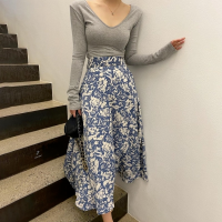 Nomikuma Korean Floral Woman Skirts High Waist Elegant 2022 New Bottoms Causal Fashion A-line Skirt Faldas Mujer Moda 6N976