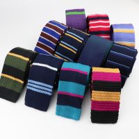 Mens Knitted Leisure Striped Ties Fashion 5.5cm Width Narrow Slim Neck Tie For Men Skinny Woven Designer Cravat Knit Necktie