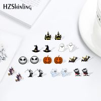 New Arrival Halloween pumpkin Acrylic Stud Resin Earrings Sweet Accessories Acrylic Earrings Epoxy