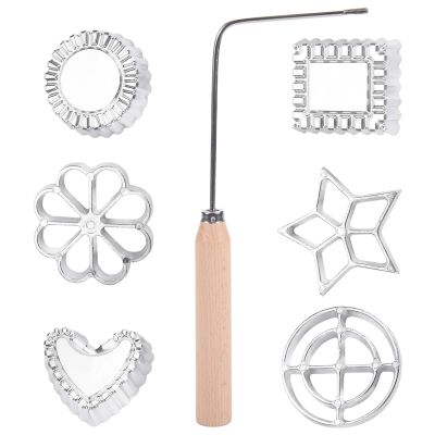 Achappam Mold Bunuelos Mold with Handle Rosette Set,Heart Star Circle Square Mold for Kitchen Baking Fried