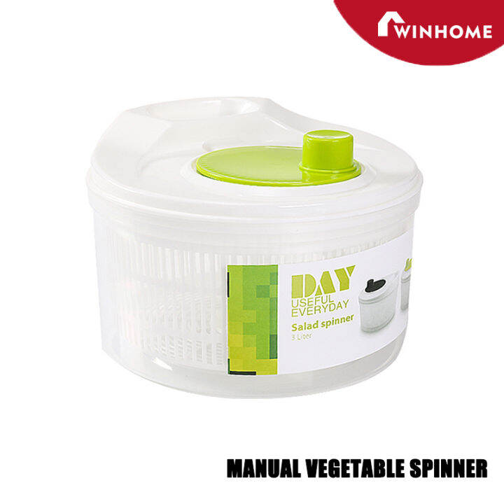 Kitchen Salad Spinner Manual Lettuce Dryer Veggie Washer with Long