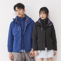 [COD] Cross-border wholesale three-in-one polar fleece jacket detachable mens winter outdoor travel cold-proof women