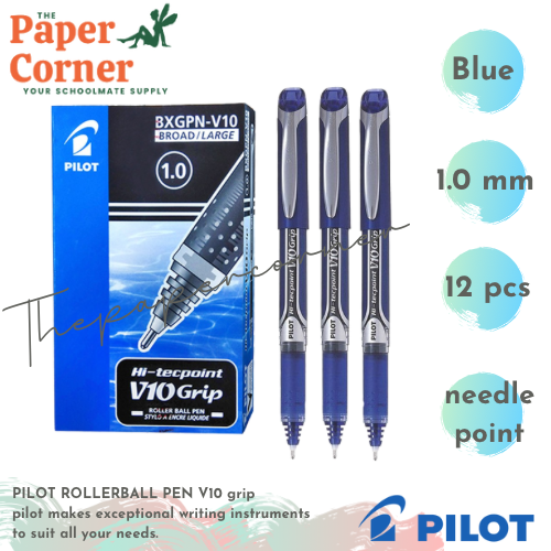 Pilot roller ball pen Hi-Tecpoint V10 Grip - Liquid Ink Rollerball pen ...