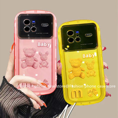 เคสโทรศัพท์ VIVO X80 X70 Pro 5G เคส Y33T T1x Y21T Y21A Y33s Y21s Y21 Case สินค้าใหม่ขายดีเคสตุ๊กตาหมีโบว์สีแบบสามมิติเคสนิ่ม2023ป้องกันเลนส์ใส