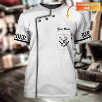 Custom With Name 3D White Barber T Shirt, White Uniform Barber Shop, Barber Men {in store}