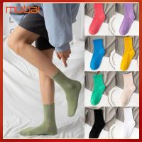 MUBAI ของขวัญคริสต์มาส ผู้หญิง ระบายอากาศได้ สีทึบ ถุงเท้าสเก็ตบอร์ด ผ้าฝ้าย ถุงเท้ากีฬา ฮาราจูกุ