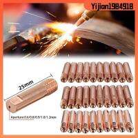 YIJIAN1984918 5pcs 0.6/0.8/0.9/1.0/1.2mm ทนทานต่อการใช้งาน สไตล์ยูโร อะไหล่สำหรับเปลี่ยน ส่วนปลายสัมผัส หัวฉีดแก๊ส สำหรับ MB-15AK 14AK mig/mag หัวเชื่อมไฟ