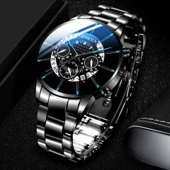 2021 New Fashion Men's Stainless Steel Watch Men's Leisure Business  Calendar Watch Dijanes Quartz Watch Good Gift Luxury Watch