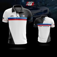 MOTOCAR BMW White and black stitching polo shirt casual racing suit