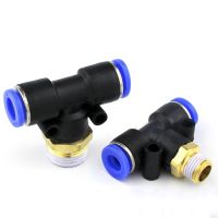 Pneumatic Accessories 1/8 quot;1/4 quot;3/8 quot;1/2 quot; BSP Male x Fit 4/6/8/10/12mm OD Tube Tee 3 Way Push In Air Release Quick Connect Fitting