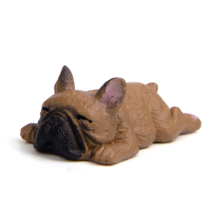 รูปตุ๊กตาพีวีซีบูลด็อกฝรั่งเศสสุนัขท่านอนนอน2นิ้วการตกแต่งบ้านรถของเล่น