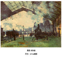 【F085】Monet Railway Station Vintage Oil Painting Kraft Paper Poster Restaurant Home Painting Exhibition Decorative Painting
