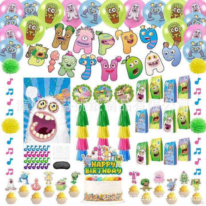 VMQ My singing monsters Theme kids birthday party decorations banner ...