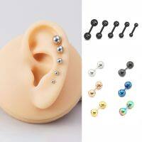 ต่างหูสตั๊ดรูปกระดูกอ่อน5ชิ้น,ทำจากสเตนเลสเกลียวบอลสกรูเจาะ Tragus Barbell Daith หูเจาะเล็บอัญมณีประดับร่างกาย16กรัม