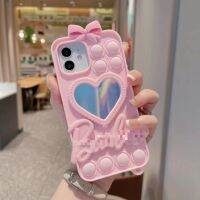 cute bowknot girls gift love heart mirror soft silicone Case For iphone 14 Pro Max 13 12 11 XR XS X 7 8 6 6s Plus rubber cover