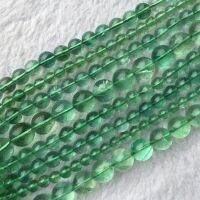 Genuine Natural AAA High Quality Clear Green Fluorite Semi-precious Stones Round Beads 15" 05858 Cables