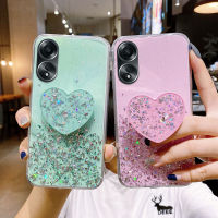 เคสที่วางโทรศัพท์หัวใจกากเพชรสำหรับ OPPO A58 4G A78 4G 5G A98 5G A57 4G A77s A77 5G A17K A17 A96 A95 A76เงา2023ท้องฟ้าเต็มไปด้วยดวงดาวซิลิโคนอ่อนชัดเจนปลอกโทรศัพท์มือถือ