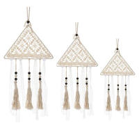 3Pcs/Set Cotton Tapestry Nordic Bohemian Style Handmade Woven Tassel Hanging Decorations for Home Decoration