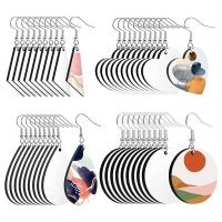 ⊙ 40Pcs Sublimation Blank Earrings Heat Transfer Earrings Unfinished Wood Earring for Jewelry DIY Making Crafts Supplies