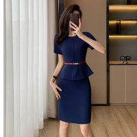 Ol Office Tooling Sales Jewelry Front Desk Work Clothes New Summer Business Wear Short Sleeve Fake Two-Piece Dress Women