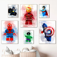 Marvel ภาพวาดผ้าใบการ์ตูน กัปตันอเมริกา โปสเตอร์ Kids Room Decor Wall At Home Decor