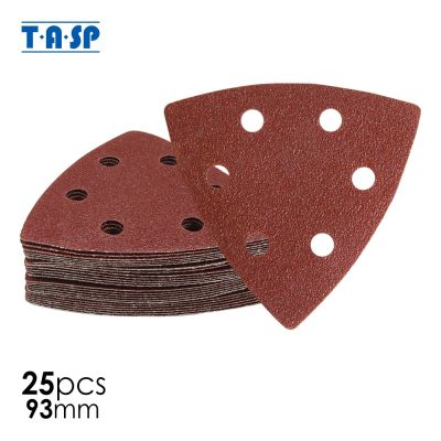 TASP 25pcs 93mm Sandpaper Delta Sander Disc Hook &amp; Loop Triangle Sanding Paper Abrasive Tools with Grit 60 80 120 180 240 Cleaning Tools