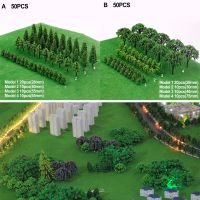 50pc Train Artificial Miniature Tree Plastic Model Scenery Railroad Decoration Building Landscape Micro Accessory Toy