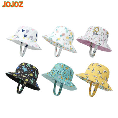 JOJOZ หมวกถังฤดูร้อนหมวกบังแดดพิมพ์ลายการ์ตูนสำหรับเด็กหญิงเด็กชาย0-5ปี,หมวกแก๊ปใส่ตกปลาเด็กวัยหัดเดิน