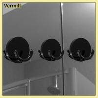 VERMILL 6 Pcs เอบีเอสเอบีเอส ตะขอติดผนัง สีดำสีดำ ทนทานสำหรับงานหนัก ตะขอติดแน่น ง่ายต่อการใช้ ไม่มีดอกสว่าน สติกเกอร์ติดผนังสำหรับแขวน ห้องน้ำในห้องน้ำ