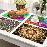 【CC】㍿  1Pcs Mandala Pattern Placemat Dining Table Coaster Cotton 42x32cm Accessory MP0039