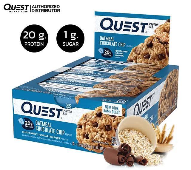Quest Protein Bar Oatmeal Chocolate Chip 1 Box (12 Bars) Lazada.co.th