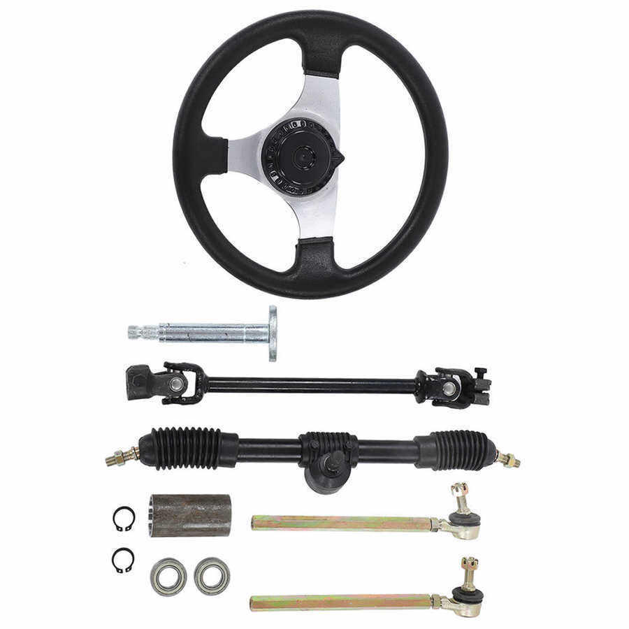 Details about   Steering Wheel Kit Gear Rack Pinion Shaft Tie Rod Assembly ATV Go Kart Cart Quad 