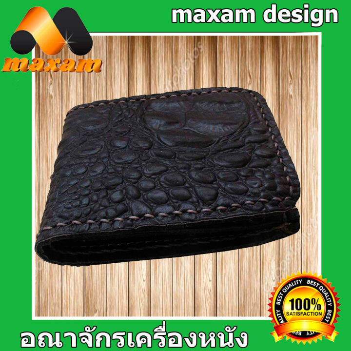 สีดำ-2พับ-ทรงสั้น-ดูเสมือนจริง-จระเข้อัดลาย-cowhide-กระเป๋าหนังแท้