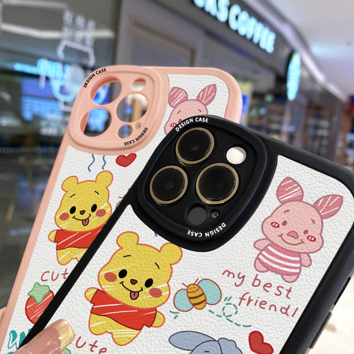 ggk-เคสสำหรับ-redmi-note-12-5g-xiaomi-poco-x5-5g-บางเฉียบผิวสัมผัสหมีพูการ์ตูนเคสหลังหนังซิลิโคนนิ่ม-pu-ปกหนังโทรศัพท์