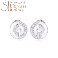 SHADOWHUNTERS Real 925 Sterling Silver Buckle Stud Earrings Special Design White Zircon Boucles Doreilles Modern Jewelry Women