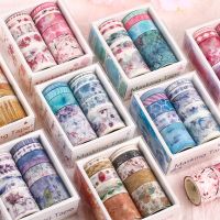 （A SHACK）☎ชุดเทป Washi 10กล่องม้วนสำหรับไดอารี่สติ๊กเกอร์ DIY สำหรับอัลบั้มรูปกระดาษกาวเครื่องเขียนสร้างสรรค์