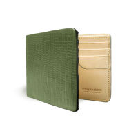 กระเป๋าสตางค์หนังวัวแท้ ลายตะกวดโอลิฟ Wallet Bifold Embossed Liz Olive