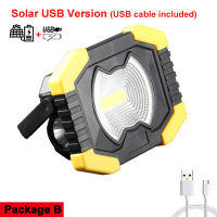 80W Led Solar Work Light Spotlight Floodlight Tent Lantern COB Rechargeable 18650 or AA Battery Outdoor Lamp for Repair