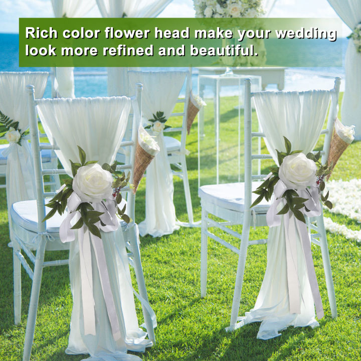 easybuy88-เก้าอี้ป่ากลับมาดอกไม้ฉลองงานแต่งงานอุปกรณ์งานรื่นเริงดอกไม้ตกแต่งสีขาวชมพูเหลืองงานเลี้ยงผ้าไหม